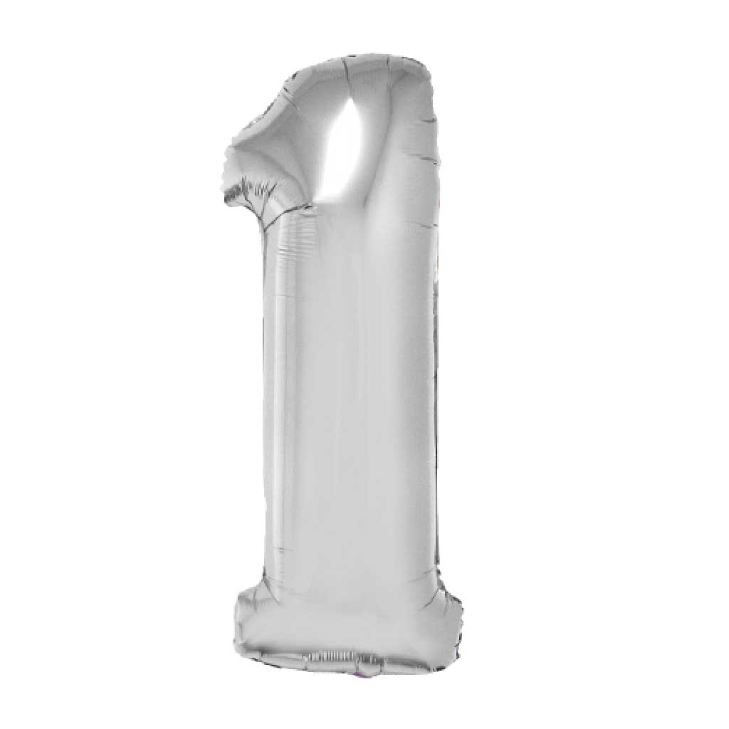 Balão Metalizado Prata 80cm Número 1 - Silver Festas