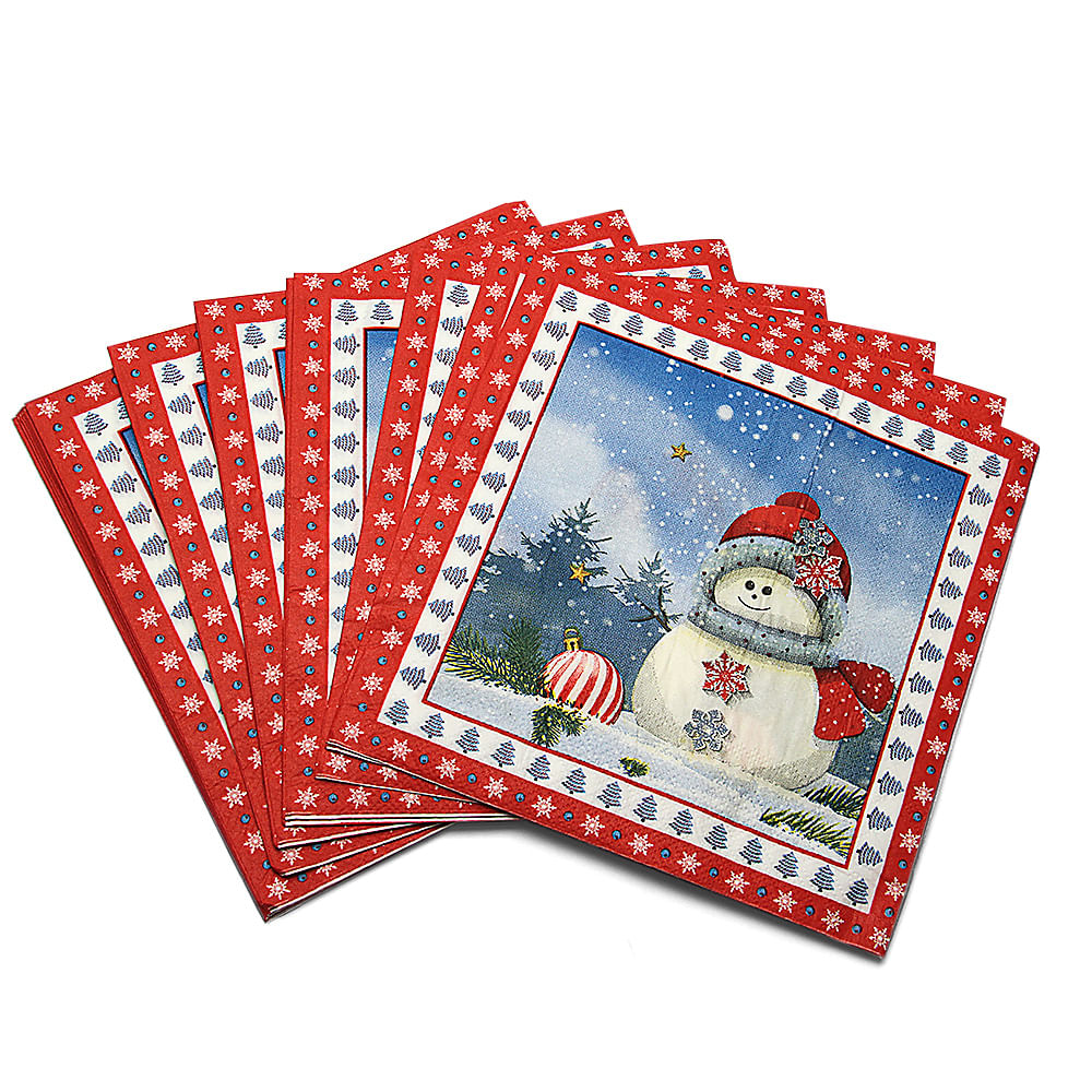 Guardanapo Natalino (Boneco De Neve) 33x33cm Elegância E Qualidade SilverFestas