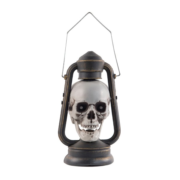 Lampião Aterrorizante Caveira Halloween Com Luz E Som 31Cm