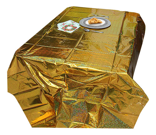 Toalha De Mesa Holográfica Furta Cor 137x274cm Luxo E Brilho SilverFestas