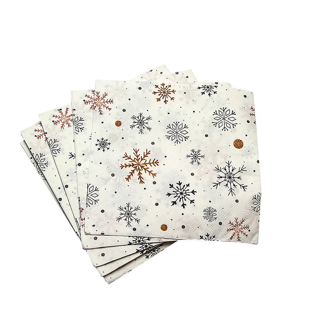 Guardanapo Natalino (Flocos De Neve) 33x33cm Elegância E Qualidade SilverFestas