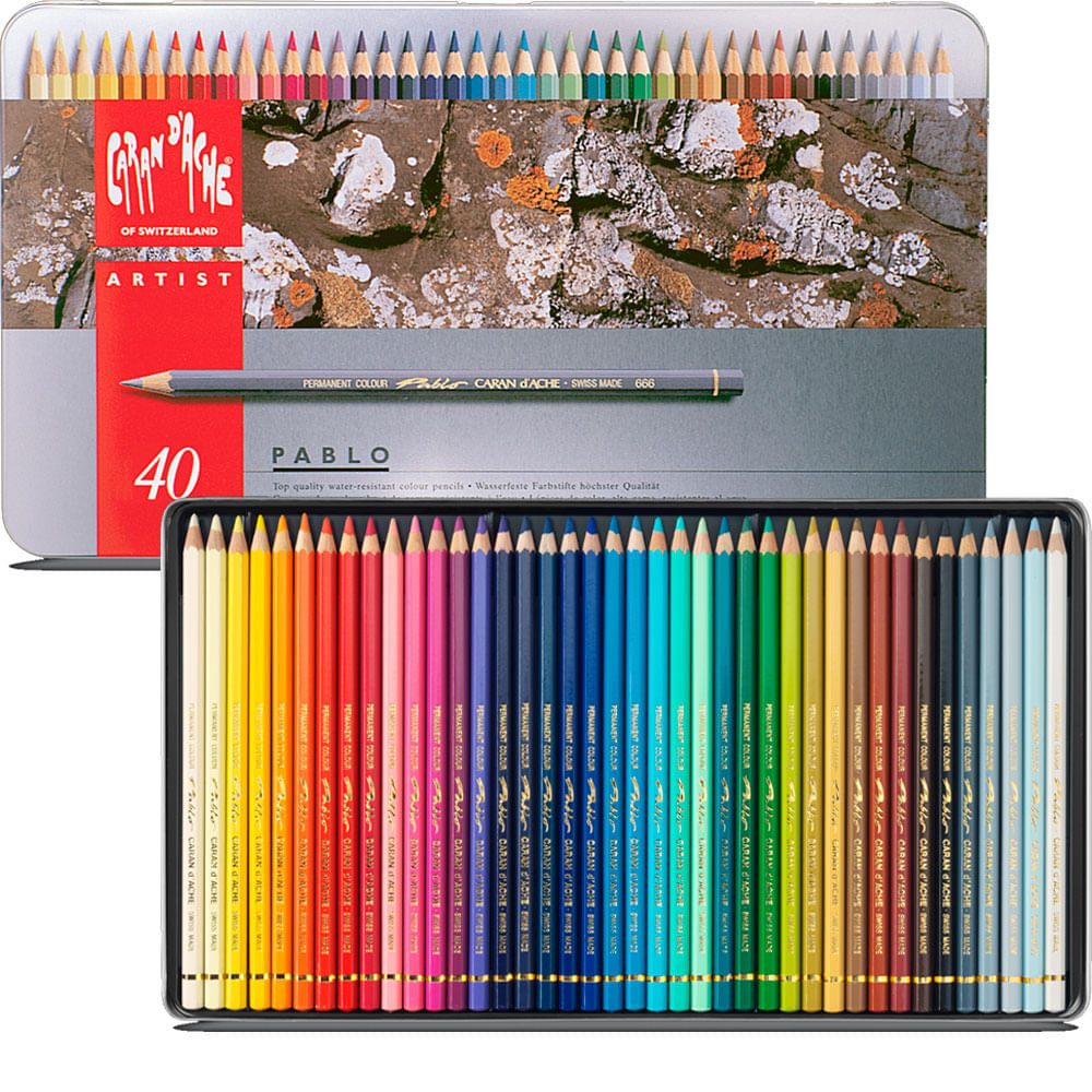 Encontraproduto.com.br - Kit Lápis de Cor Profissional com Estojo 40 peças, Creative Art Materials 666340