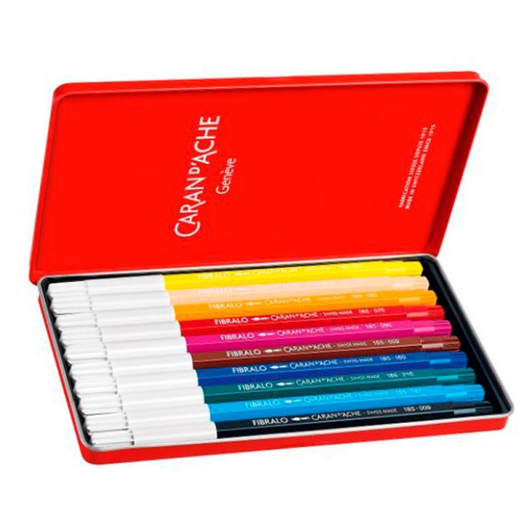 Encontraproduto.com.br - Kit Estojo Caneta Fibralo Caran D?ache 10 Cores Ref: 185310