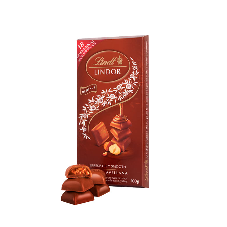 Encontraproduto.com.br - Bombom Lindt Lindor Hazelnut 100g | Display com 18 Unidades