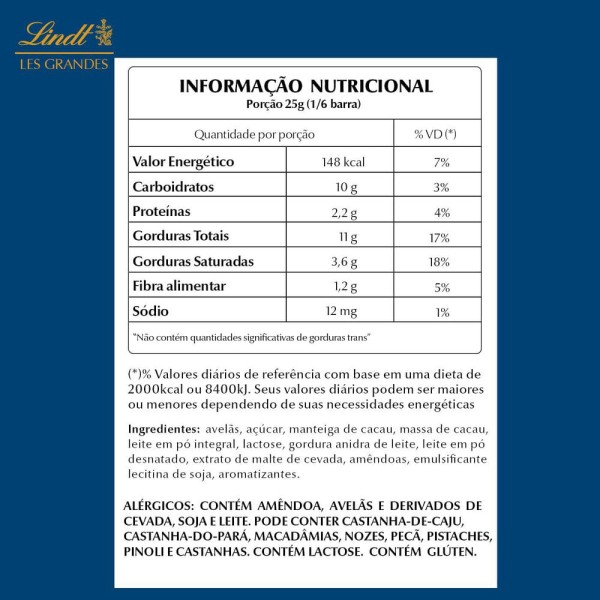 Encontraproduto.com.br - Chocolate ao Leite com Avelãs em Pedaços Caramelizadas Lindt 150g