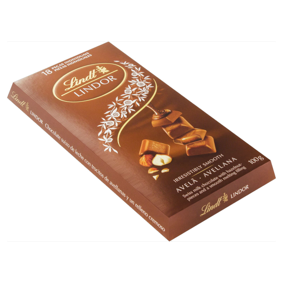 Encontraproduto.com.br - Chocolate em Barra  ao Leite com Avelã Lindt Lindor Singles Hazelnu Embalagem 100g