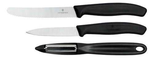 Encontraproduto.com.br - Conjunto com 3 peças para cortar e descascar Swiss Classic Preto