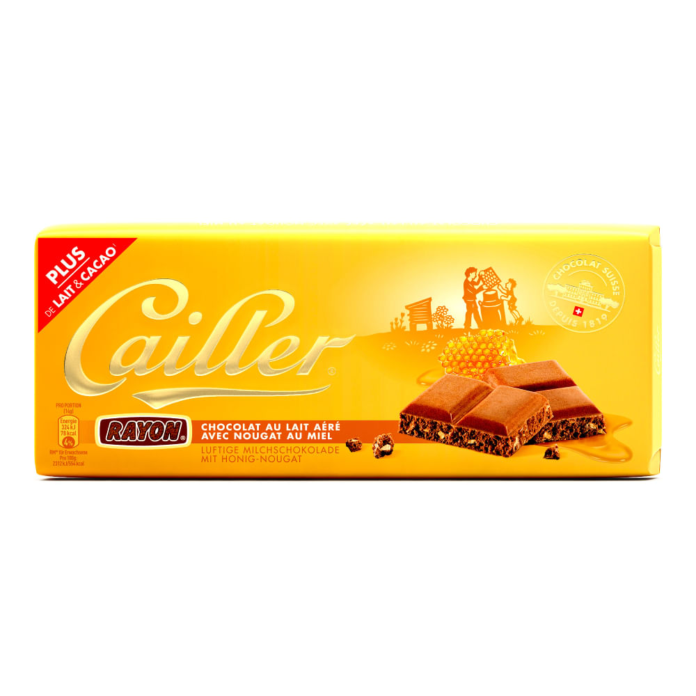 Encontraproduto.com.br - Chocolate Suíço Ao Leite Aerado Com Torrone De Mel Rayon Cailler 100g