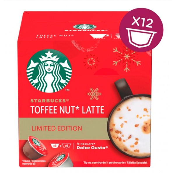 Encontraproduto.com.br - Prove a Mistura para o Preparo de Bebida Ã  Base de Café com Leite em Cápsula Toffee Nut Latte Noz Caramelizadas Starbucks Caixa 127g 12 Unidades Edição Limitada
