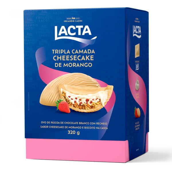 Ovo de Páscoa Lacta Tripla Camada Cheesecake de Morango 320g