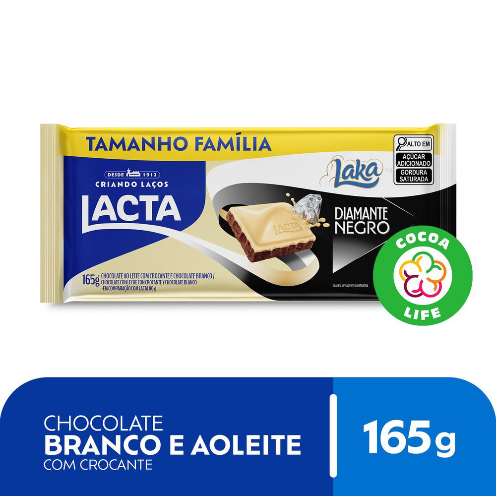 Chocolate Lacta Diamante Negro e Laka 165g