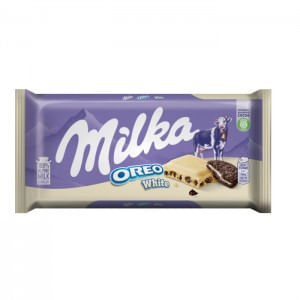 Encontraproduto.com.br - Chocolate Suíço em Barra Milka Sabor Chocolate Branco com Oreo Embalagem 100g