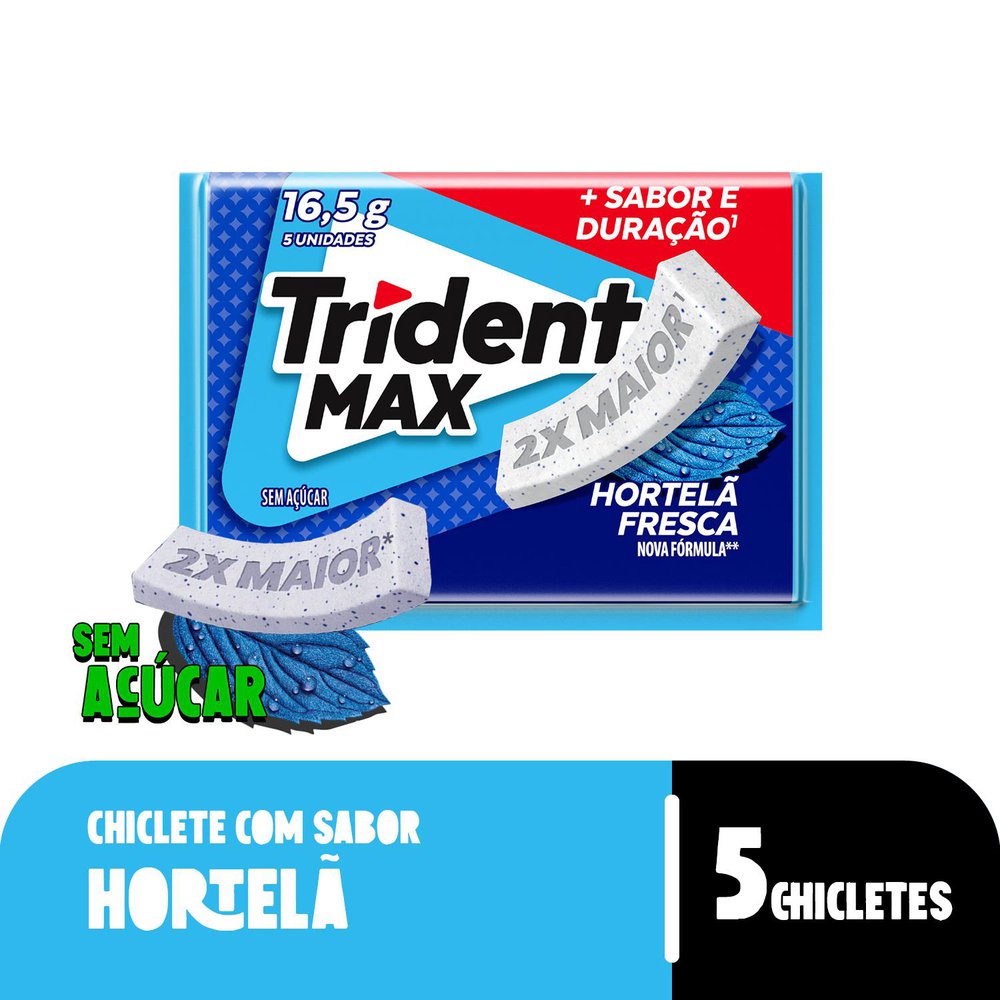 Encontraproduto.com.br - Goma de Mascar Trident Max Hortelã Fresca 5 Unidades