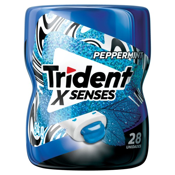 Encontraproduto.com.br - Chiclete Trident XSenses Peppermint Sem Açúcar Garrafa 54g