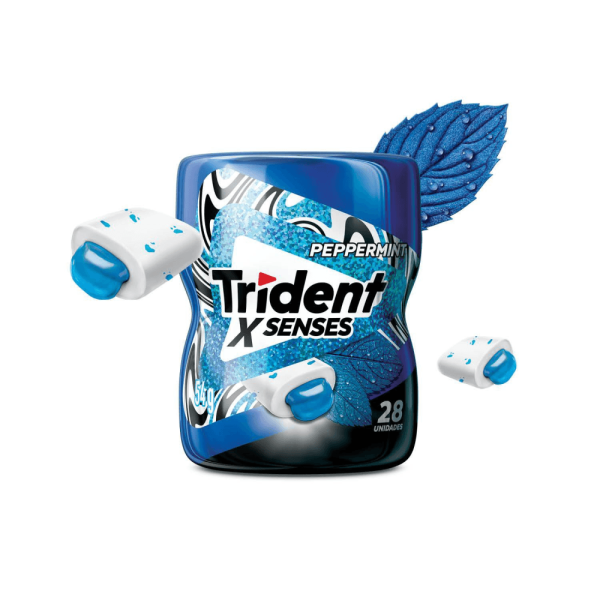 Encontraproduto.com.br - Chiclete Trident XSenses Peppermint Sem Açúcar Garrafa 54g