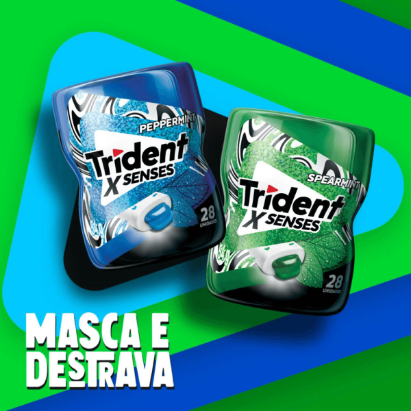 Encontraproduto.com.br - Chiclete Trident XSenses Peppermint Sem Açúcar Garrafa 54g