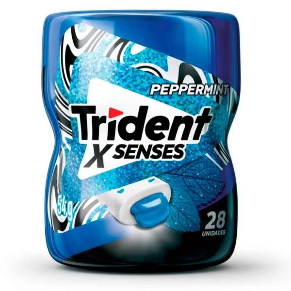 Encontraproduto.com.br - Chiclete Trident XSenses Peppermint Sem Açúcar Garrafa 54g