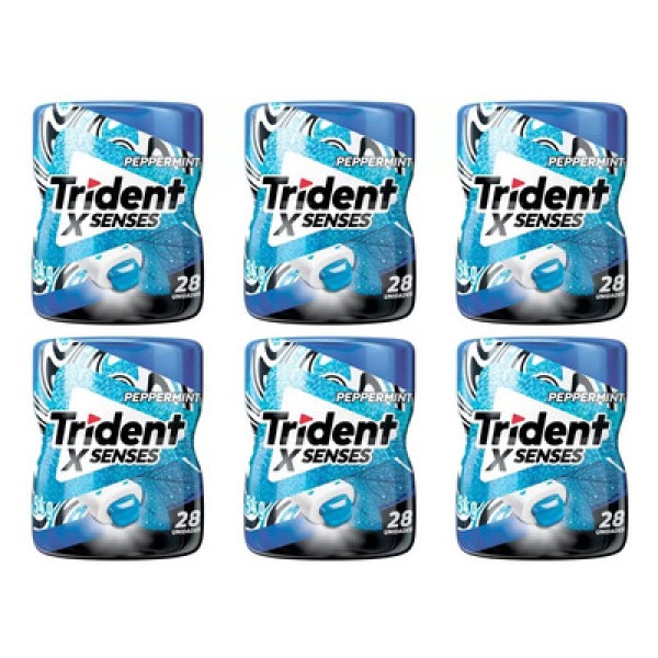 Encontraproduto.com.br - Chiclete Trident XSenses Peppermint Sem Açúcar Garrafa 54g