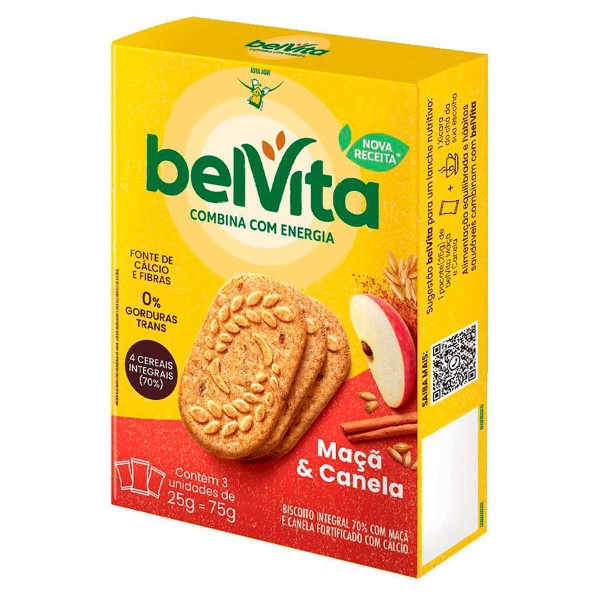 Biscoito BelVita Maçã E Canela Multipack 75g com 3 Unidades de 25g