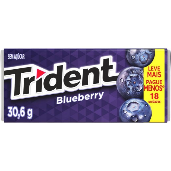 Encontraproduto.com.br - Goma De Mascar Trident Blueberry C/18 30,6g