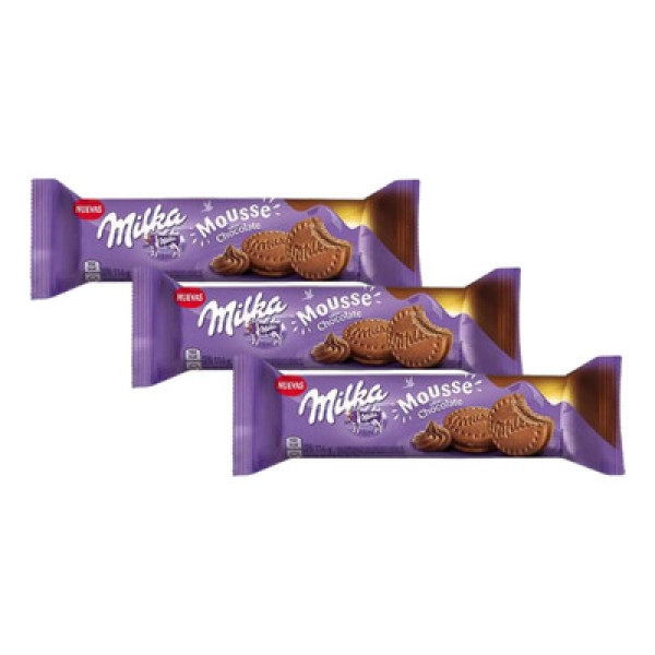 Biscoito Doce Suíço com Recheio de Chocolate Milka Sabor Mousse Embalagem 116g