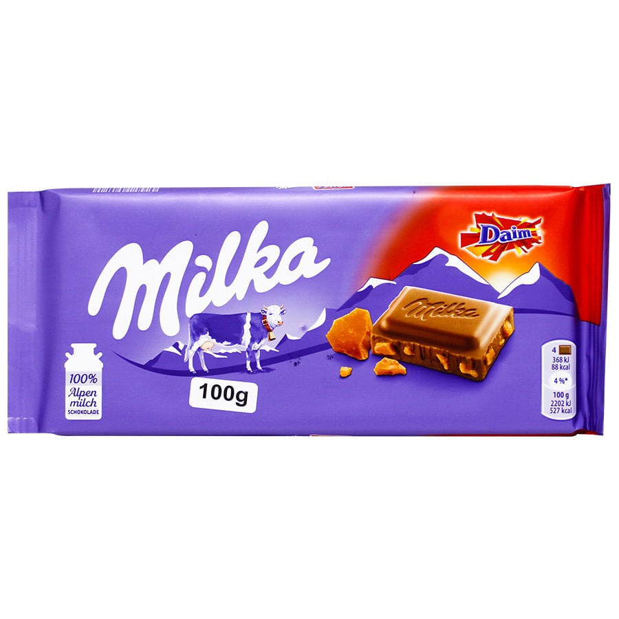 Encontraproduto.com.br - Tablete de Chocolate Daim Cristais Caramelo 100g - Milka