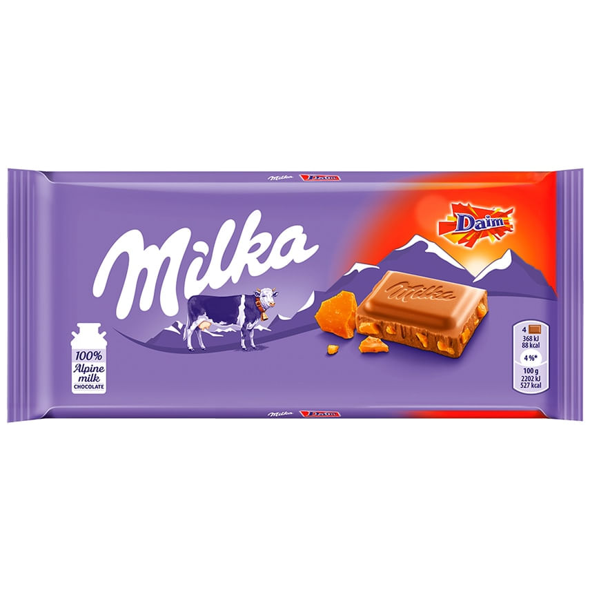 Encontraproduto.com.br - Tablete de Chocolate Daim Cristais Caramelo 100g - Milka