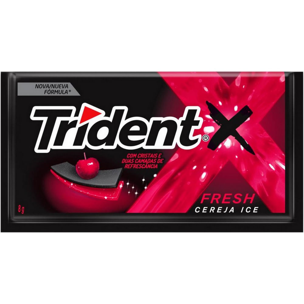 Chiclete Trident XSenses Cereja Sem Açúcar 8g - Embalagem com 5 unid.