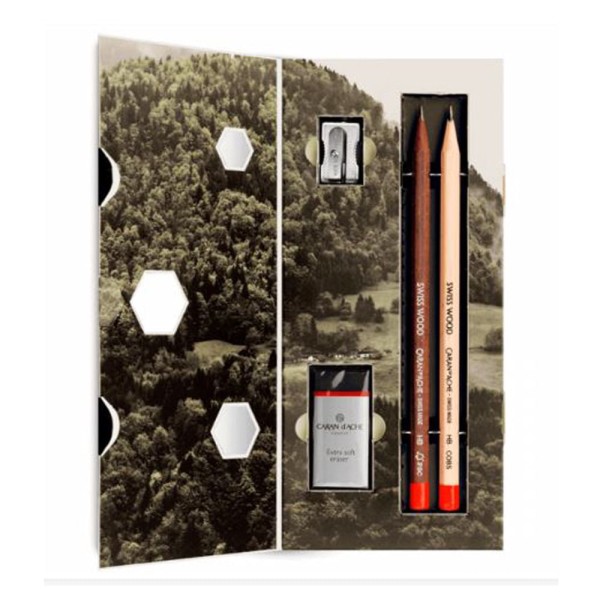 Encontraproduto.com.br - Kit Estojo de Lapis Caran Dache 348102 Swiss Wood com 4 Unidades