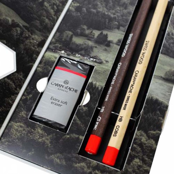 Encontraproduto.com.br - Kit Estojo de Lapis Caran Dache 348102 Swiss Wood com 4 Unidades