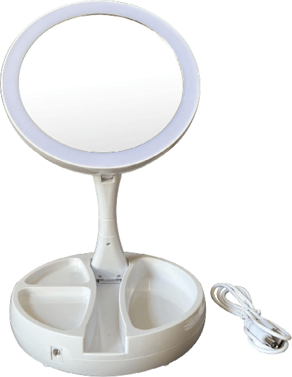 Encontraproduto.com.br - Espelho De Mesa Dupla Face Led Redondo