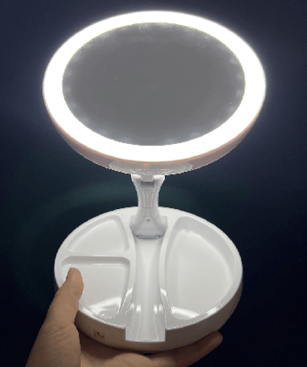 Encontraproduto.com.br - Espelho De Mesa Dupla Face Led Redondo