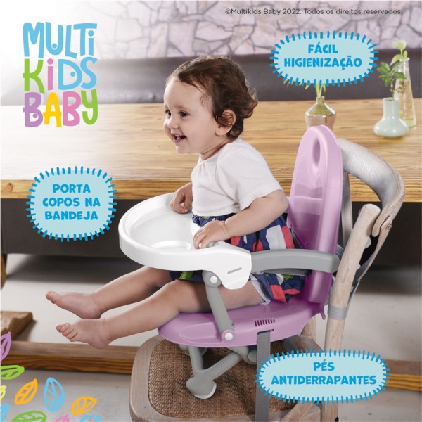 Encontraproduto.com.br - Cadeira de alimentação para Bebê Multikids 6M-15kg portátil Rosa - BB108OUT [Reembalado]
