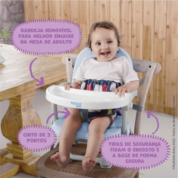 Encontraproduto.com.br - Cadeira de alimentação para Bebê Multikids 6M-15kg portátil Rosa - BB108OUT [Reembalado]