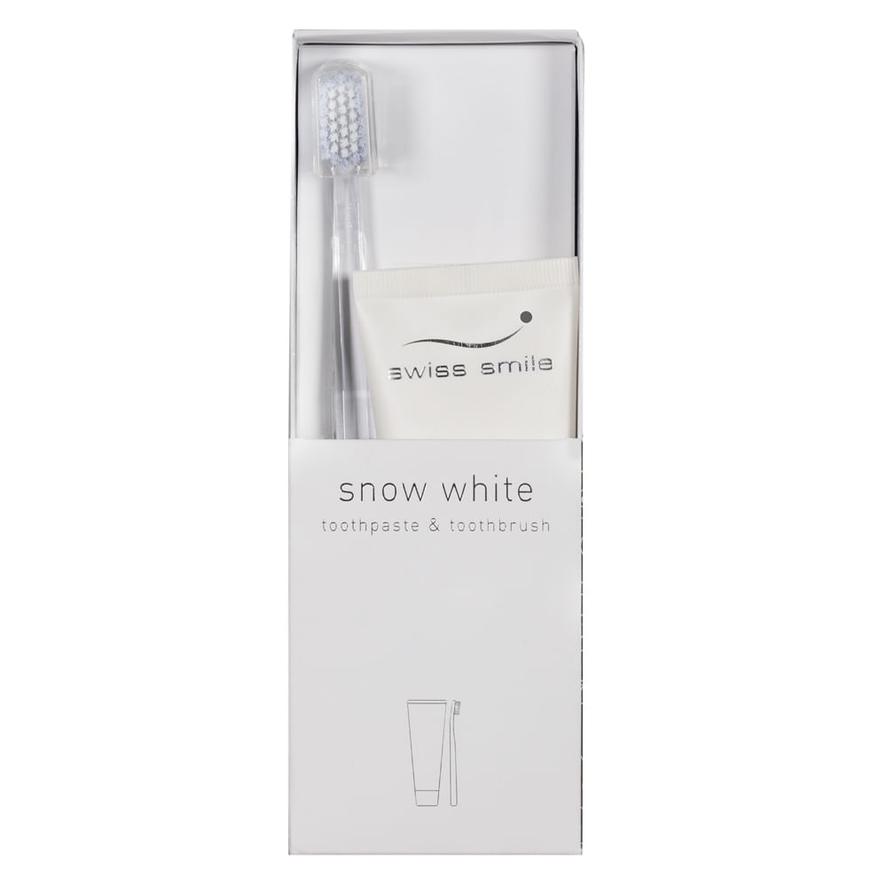 Encontraproduto.com.br - Swiss Smile Snow White Kit - Creme Dental + Escova Dental