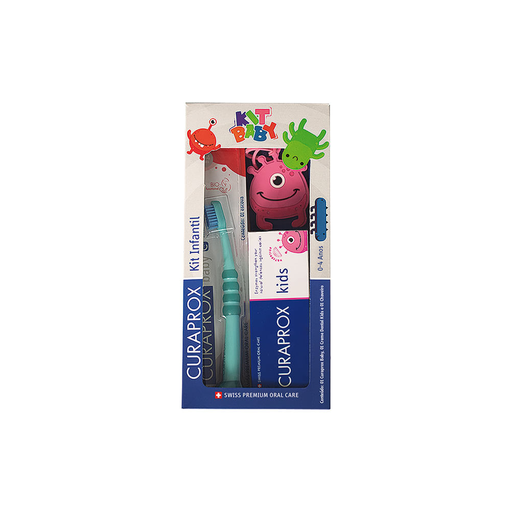 Kit Escova + creme dental Melancia + chaveiro Curaprox baby
