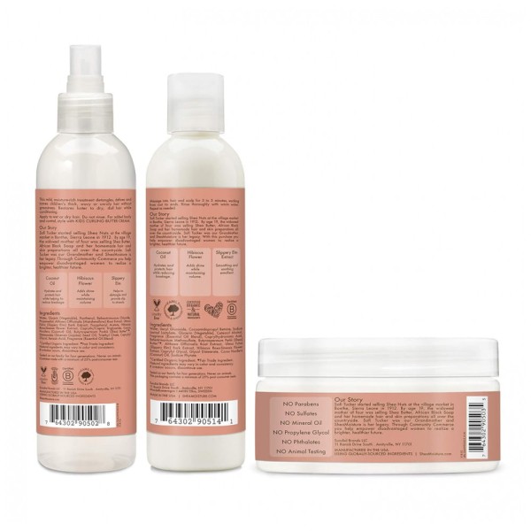 Encontraproduto.com.br - Kit Shampoo, Condicionador e Finalizador para Crianças com Cabelo Cacheado, Óleo de Coco e Flor de Hibisco, SHEAMOISTURE, Dourado