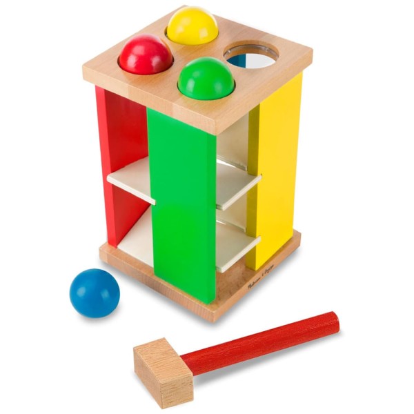 Encontraproduto.com.br - Torre de Madeira Infantil Deluxe Pound and Roll com Martelo para Crianças Acima de 3 Anos, Melissa & Doug
