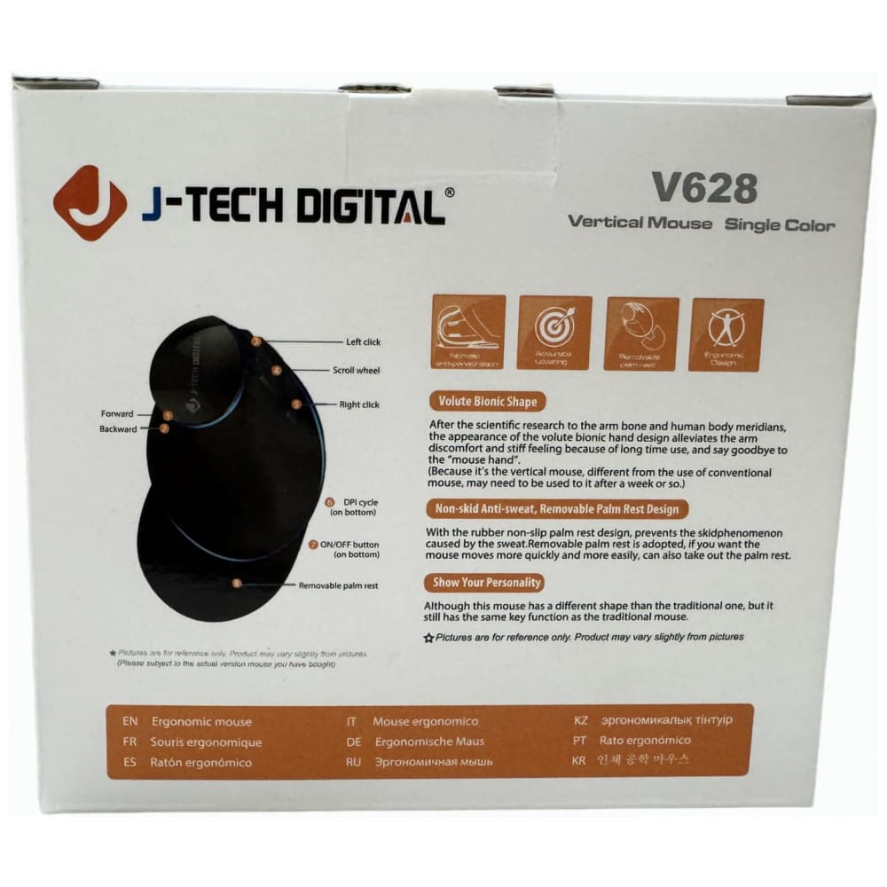 Encontraproduto.com.br - Mouse Ergonômico Vertical Óptico com Fio Reduz a Tensão do Pulso com Sensibilidade Ajustável, 800, 1600 DPI, J TECH DIG...