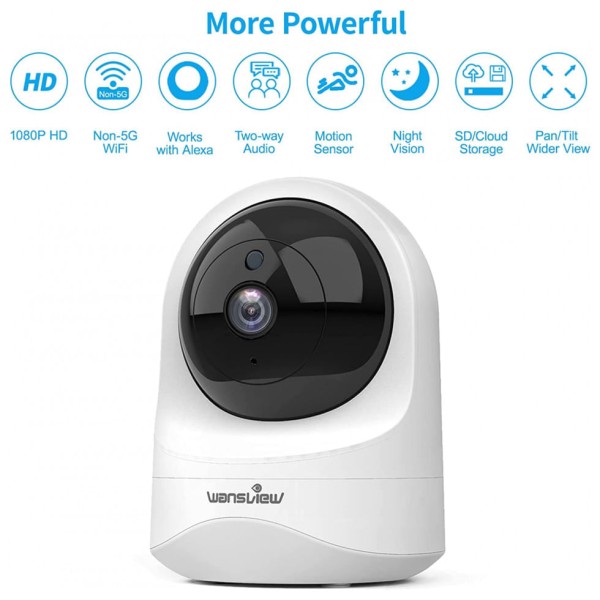 Encontraproduto.com.br - Baba Eletrônica Câmera HD 1080P com Visão Noturna, Wansview Q6W, Branca