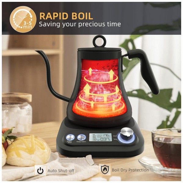 Encontraproduto.com.br - Chaleira Elétrica 800mL em Aço Inoxidável com Desligamento Automático e Proteção Contra Fervura, 110v, SUMSATY, Preto