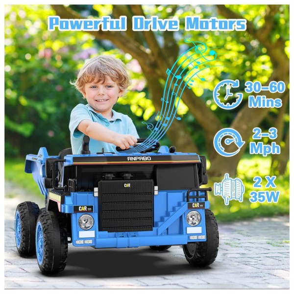 Encontraproduto.com.br - Caminhão Elétrico Infantil com Controle Remoto e Caçamba, 12V, ANPABO, Azul