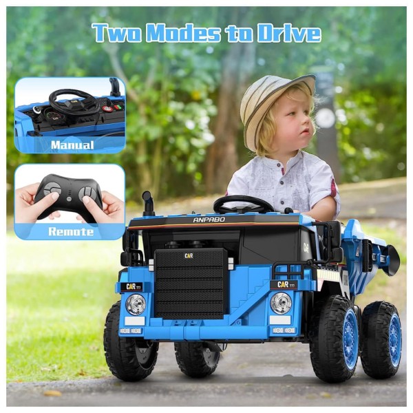 Encontraproduto.com.br - Caminhão Elétrico Infantil com Controle Remoto e Caçamba, 12V, ANPABO, Azul