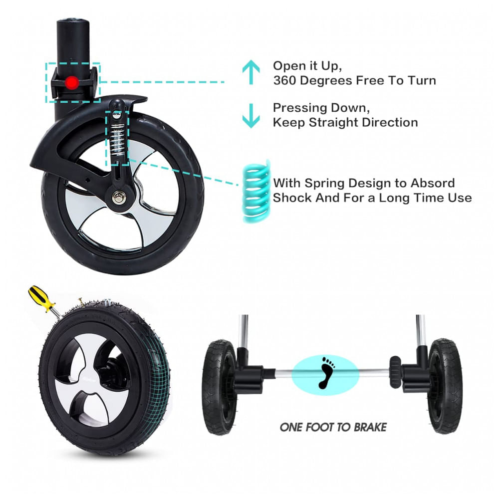 Encontraproduto.com.br - Carrinho de Bebê 2 em 1 para Recém Nascido com Encosto Ajustável, Blahoo, Rosa