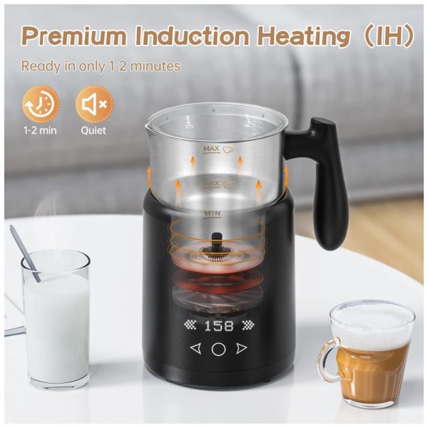Encontraproduto.com.br - Espumador de Leite Elétrico 400 mL 5 em 1 com Modo Automático, Aço Inoxidável, 110V, Secura Coffee