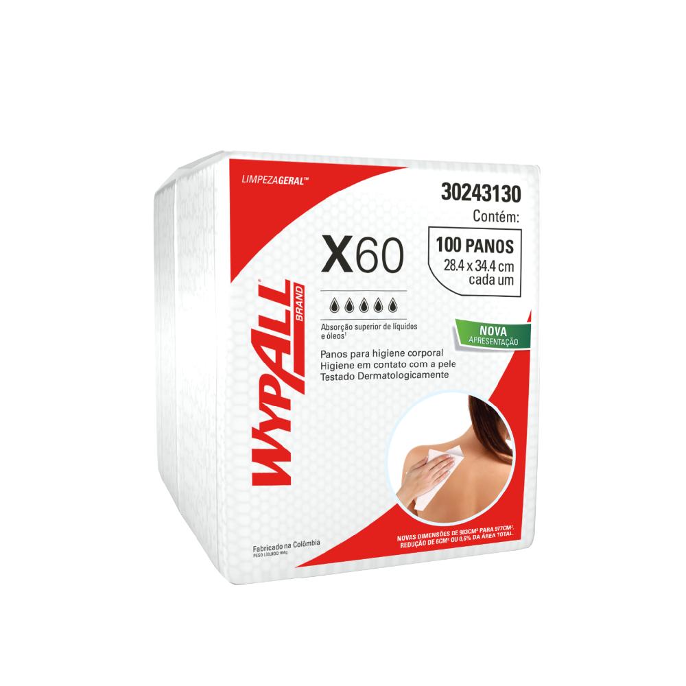 Encontraproduto.com.br - Pano Multiuso X60 Higiene Corporal Branco com 100 unidades Wypall
