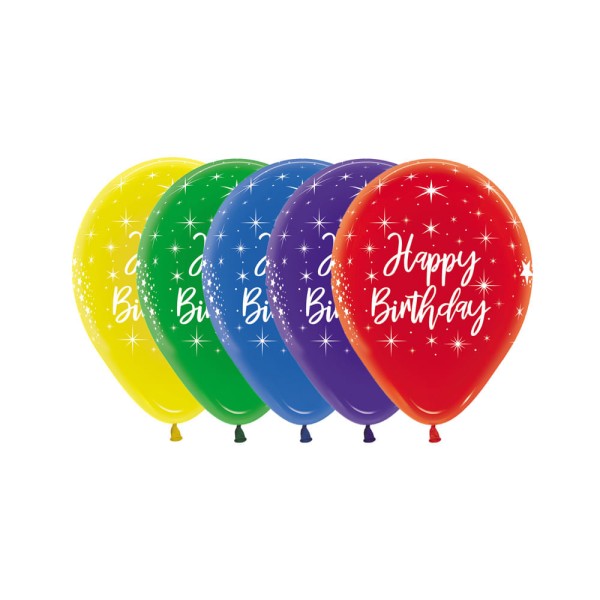 Balão Happy Birthday Impressão 360 R12 12unid Balloons