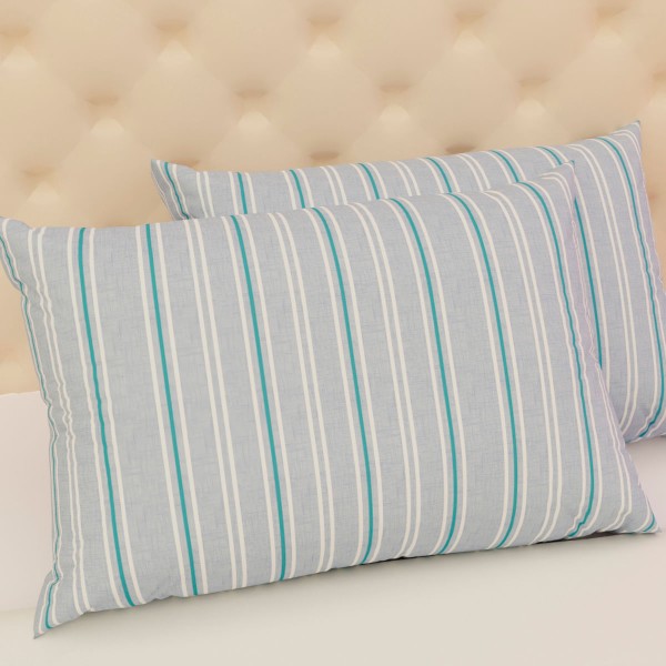 Encontraproduto.com.br - Par De Fronha Mf Meridith Listra Azul
