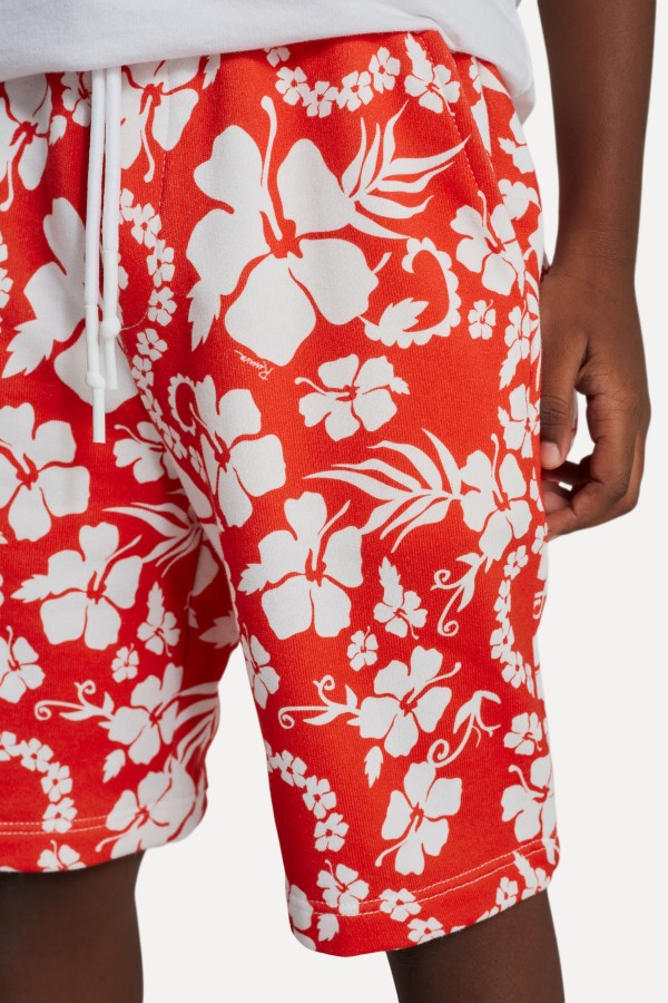 Encontraproduto.com.br - Bermuda Mini Moletom Hibisco Vermelho