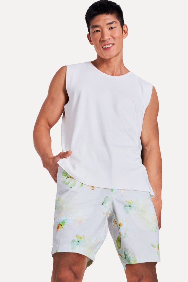Encontraproduto.com.br - Bermuda Casual Estampada Jardim Noir